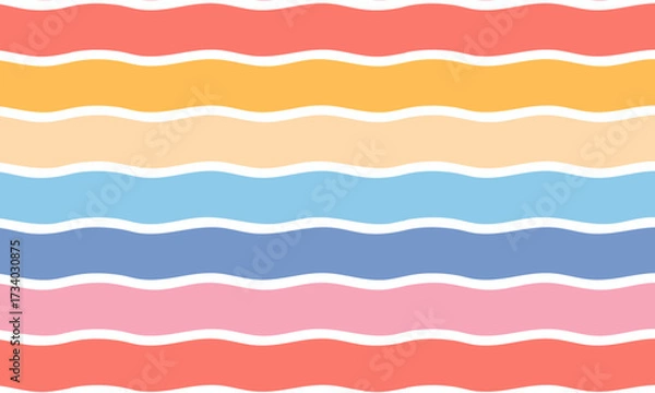 Fototapeta Cute Playful Seamless Pattern with Wavy Stripes