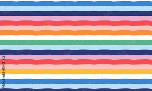 Fototapeta Playful Seamless Pattern with Hand Drawn Wavy Stripes