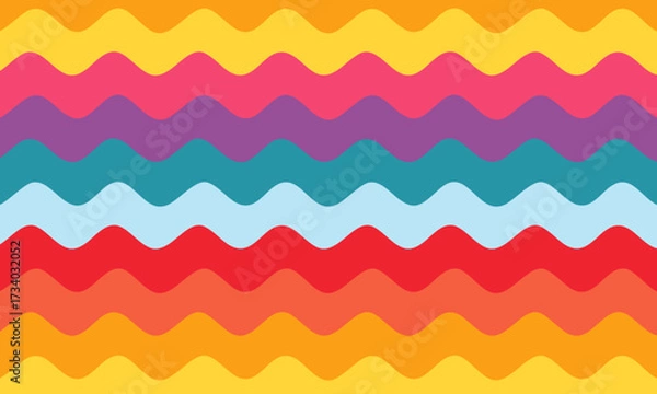Fototapeta Vibrant Seamless Pattern with Colorful Horizontal Wavy Stripes
