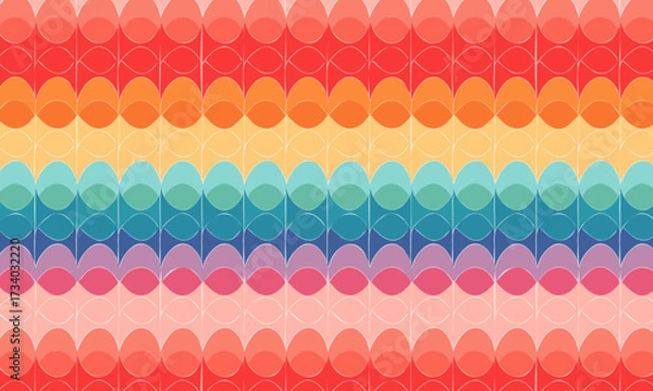 Fototapeta Geometric Seamless Pattern with Overlapping Translucent Eggs