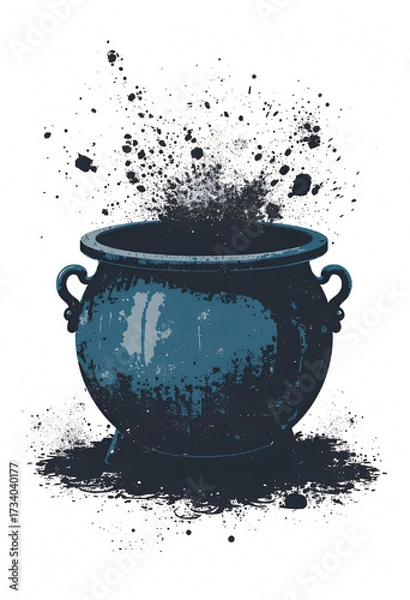 Fototapeta  Punk Cauldron with Dirty Potion and Stylized Splashes