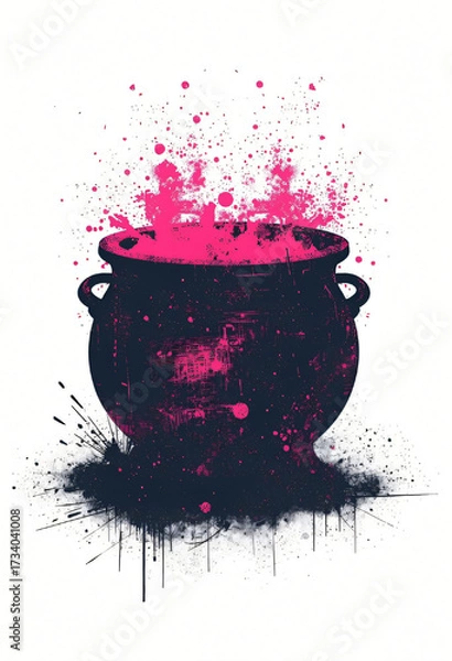 Fototapeta Haunted Cauldron with Color Explosion