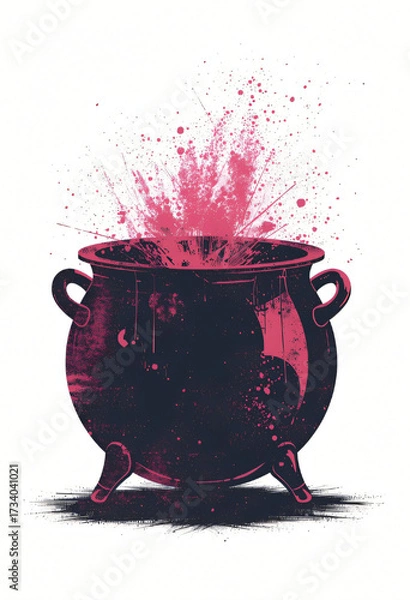 Fototapeta Graphic Scene of Cauldron with Splash Texture
