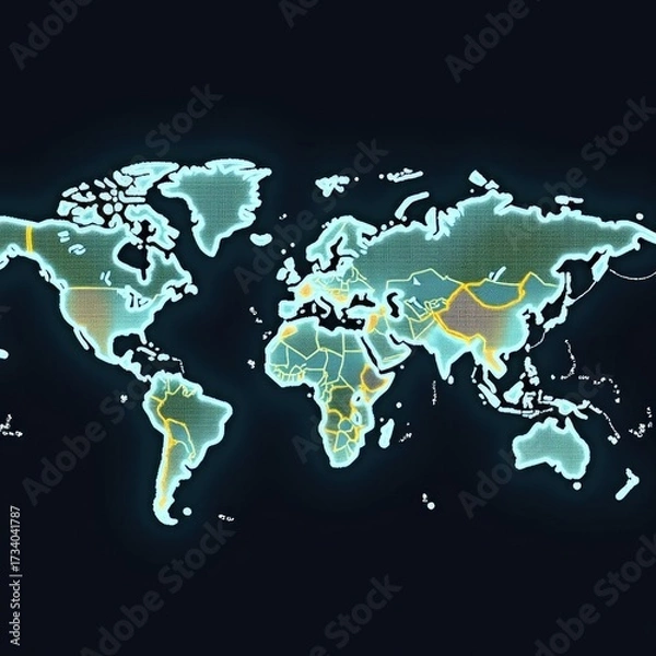 Obraz world map on black background