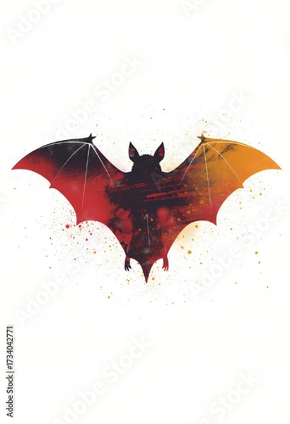 Fototapeta  Haunted Bat Symbol with Distressed Effect