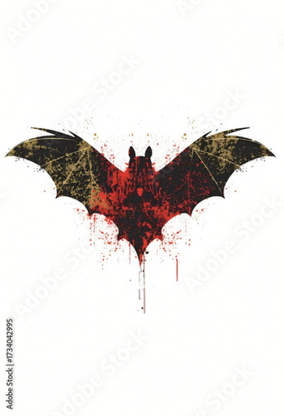 Fototapeta Mysterious Bat with Splashes and Shadows