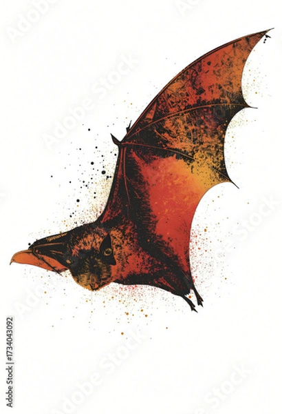 Fototapeta Bat in Flight with Pigment Explosion