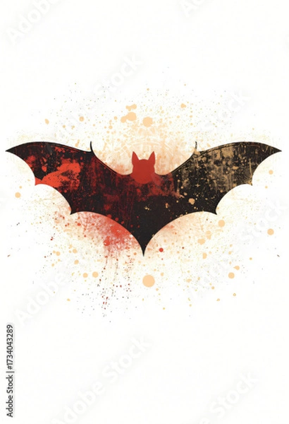 Fototapeta Stylized Bat with Splatter Texture