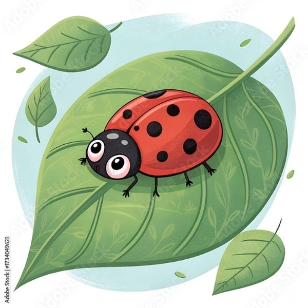 Obraz ladybug on green leaf