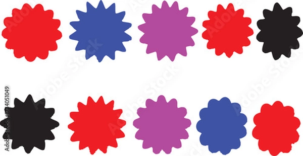 Fototapeta Vector set of bright graphic starburst elements for design and decoration