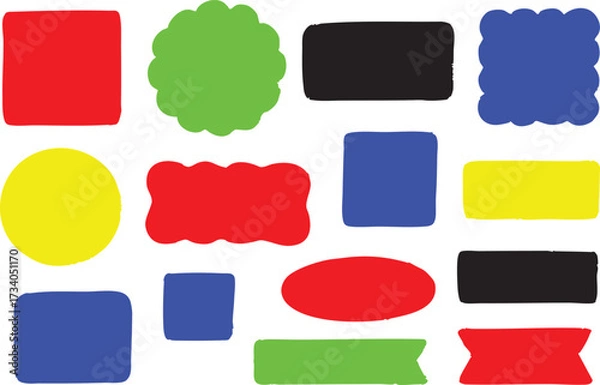 Fototapeta Vector set of bright graphic shapes including banners circles squares rectangles and creative forms
