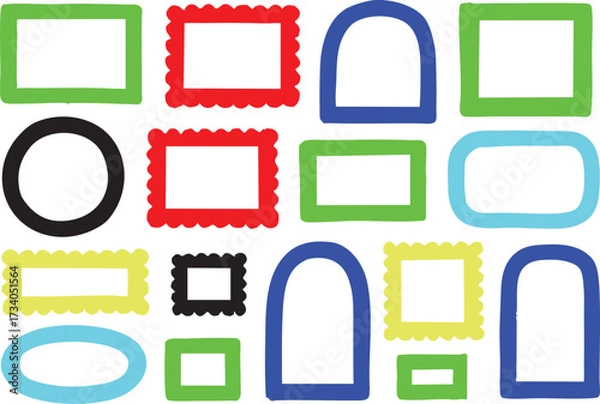 Fototapeta Vector set playful decorative frames with bright colors and fun borders