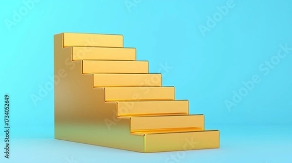 Fototapeta Abstract visualization of a business forecast as a golden staircase.