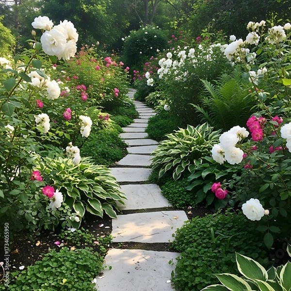 Obraz Beautiful Rose Garden Pathway.
