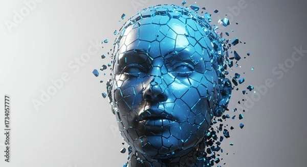 Fototapeta Fragmented female head with digital effect