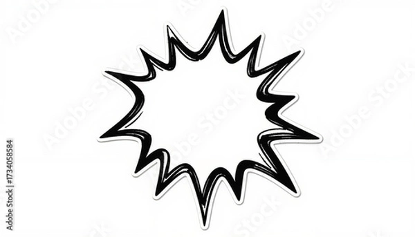 Fototapeta Bold comic speech bubble with jagged edges in black outline  