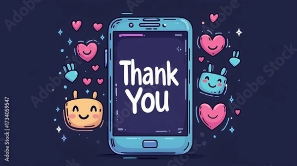 Fototapeta Thank You message on a smartphone screen.