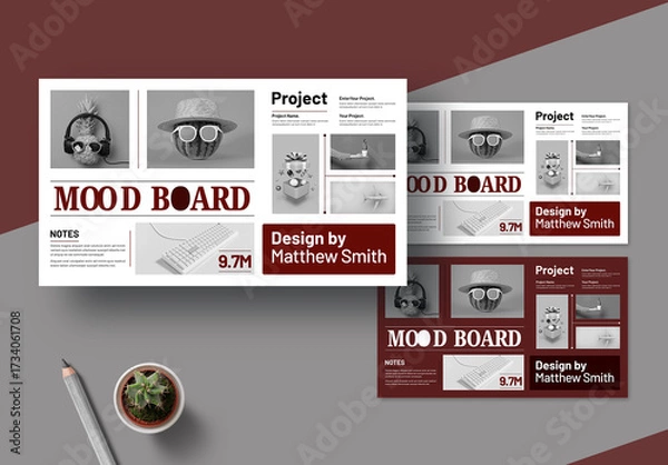 Fototapeta Minimal Mood Board Design Template Layout