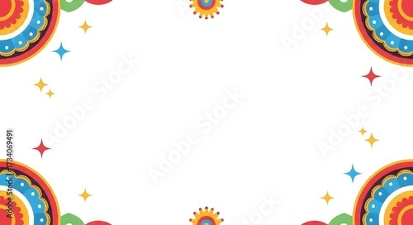 Obraz Vibrant and Festive Ornamental Frame with Geometric Shapes and Copy Space