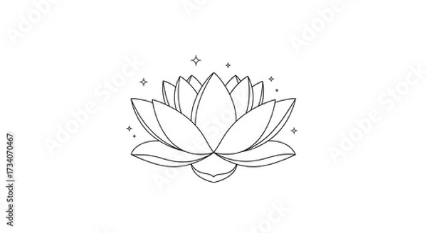 Obraz Elegant Lotus Flower Line Art Illustration for Meditation and Spa Designs