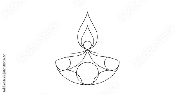 Obraz Minimalist Diwali Lamp Line Art Simple Modern Design for Festive Occasions