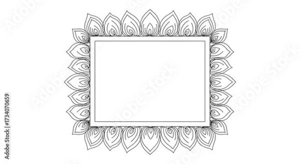 Obraz Ornate Lotus Flower Frame Decorative Vector Border with Elegant Floral Design