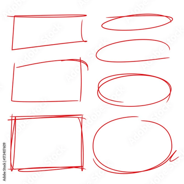 Obraz hand drawn red pen marker, highlighter elements