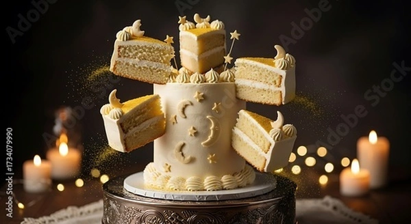 Obraz Delicious Lemon Layer Cake Display.