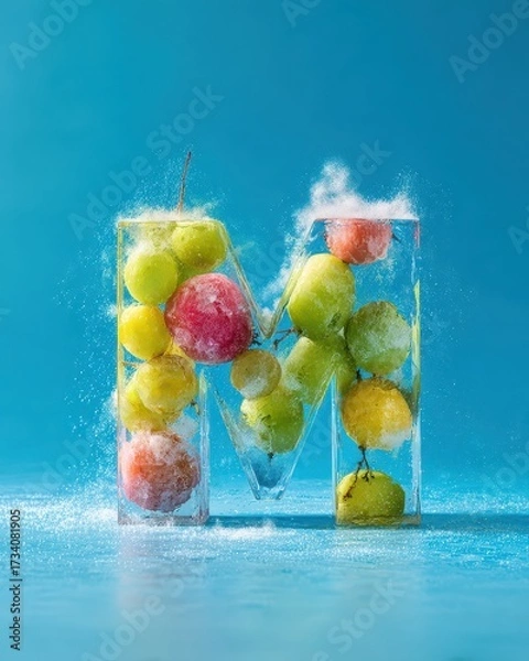 Fototapeta Vibrant colorful grapes in transparent glass containers showcasing fresh healthy produce with artistic composition perfect for food and beverage market needs