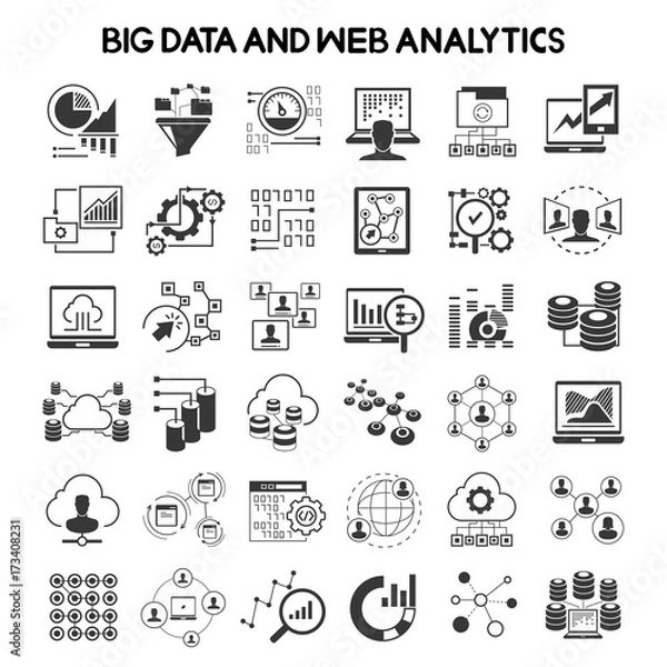 Fototapeta big data icons, data analytics icons