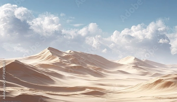Obraz Vast desert landscape under a hazy, light sky