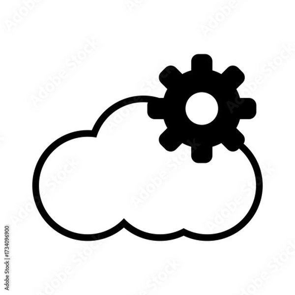 Obraz Cloud with Gear Line Icon. Cloud Settings and Management Concept