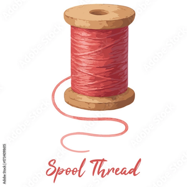 Obraz spool thread in watercolor illustration style, isolated vector on white background