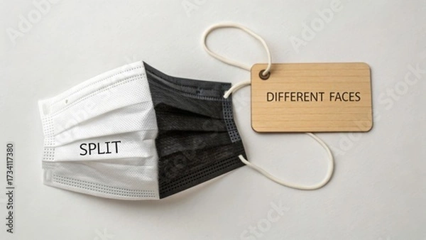 Fototapeta Split Mask Representation of Identity with Tag Attached