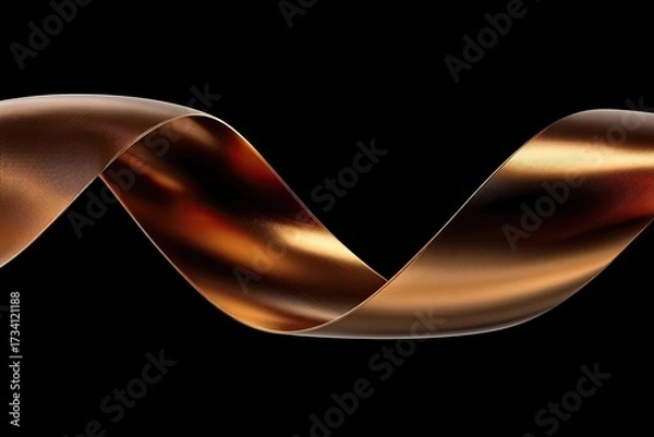 Obraz Gold ribbon in a swirling motion against black