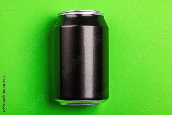 Obraz Black aluminum can on a lime green background
