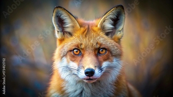 Fototapeta Intriguing Gaze of a Wild Fox Captivating Portrait with Vivid Orange Fur and Piercing Amber Eyes