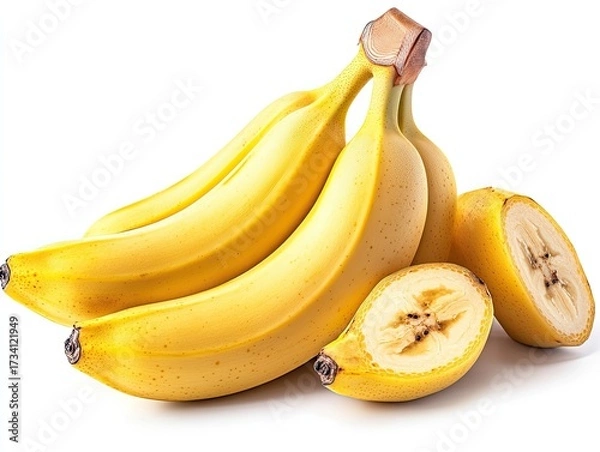 Obraz Bunch of ripe bananas, one halved