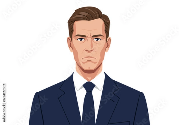 Fototapeta Formal business presentation of confident professional man in suit office setting digital front view corporate concept