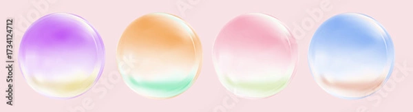 Fototapeta Geometric luminous orb in vibrant rainbow gradient with glossy glare.