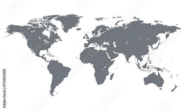 Fototapeta Simple gray world map