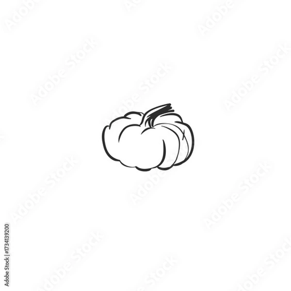 Fototapeta Hand drawn abstract vector graphic illustration outline with stylized line halloween autumn pumpkin design .Trendy modern doodle sketch halloween drawing concept.Vector line nature sketch symbol.