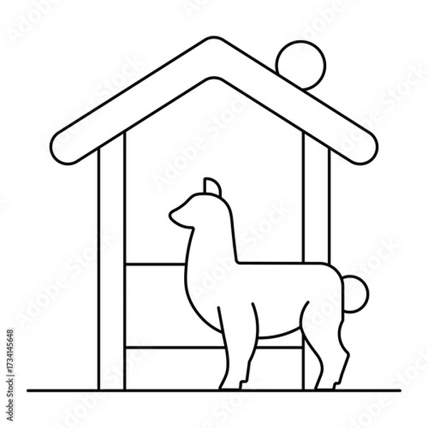 Fototapeta Llama in Farm Shelter Line Icon Vector Illustration
