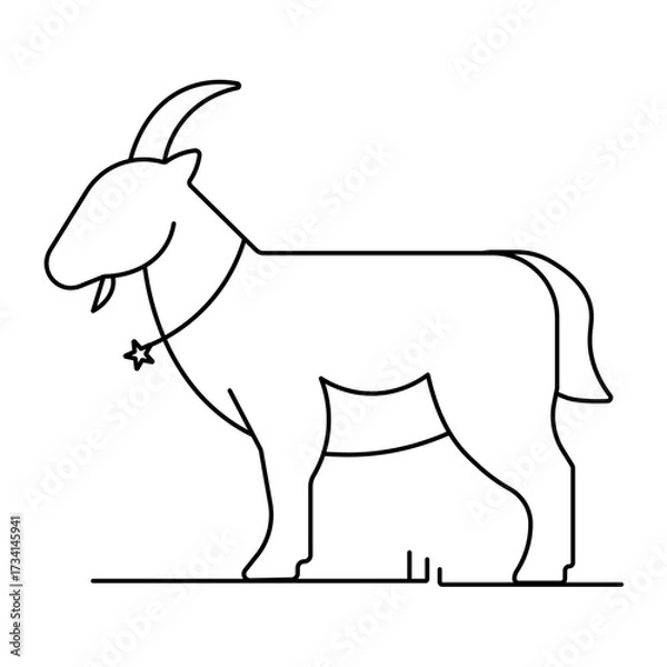 Fototapeta Goat Line Icon Vector, Farm Animal Editable Stroke Illustration