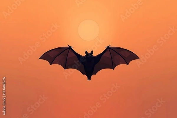 Fototapeta Polygon Bat Silhouette with Intricate Geometric Patterns for Halloween Design, Modern Vector Illustration, and Abstract Animal Art