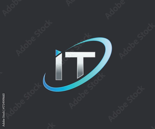 Fototapeta Minimalist Technology shape logo design blue colors gradient