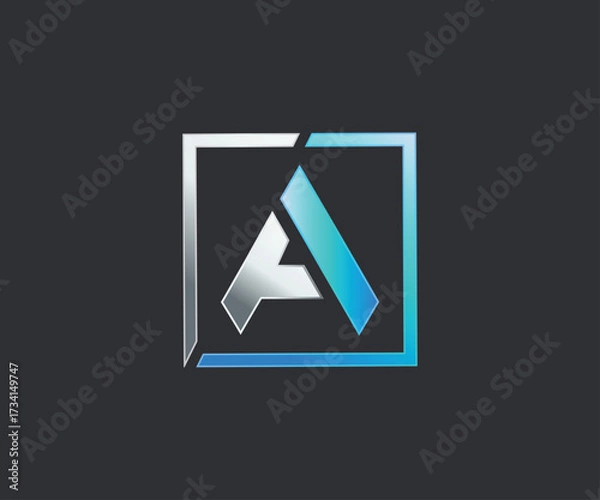 Obraz Minimalist TA Initial square shape logo design blue colors gradient