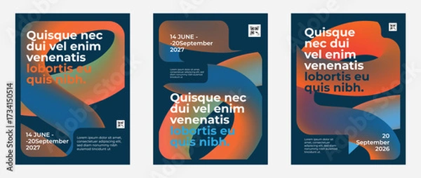 Obraz Modern corporate poster set with geometric shapes and gradient bold lines. Perfect for corporate events, conferences, advertising, and branding.