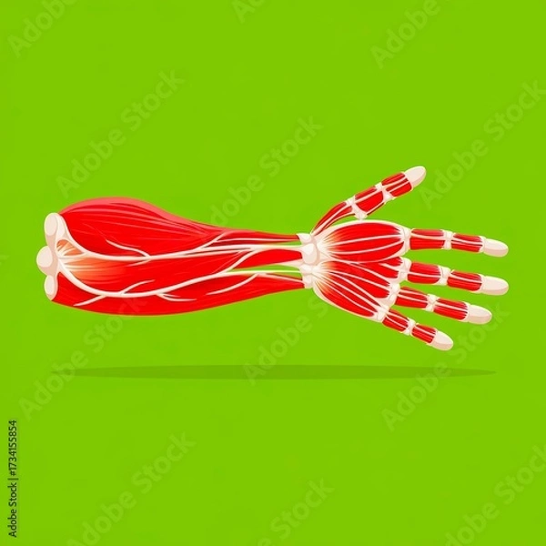 Fototapeta Educational Flat Volume of Hand Muscle Structure for Anatomy Study