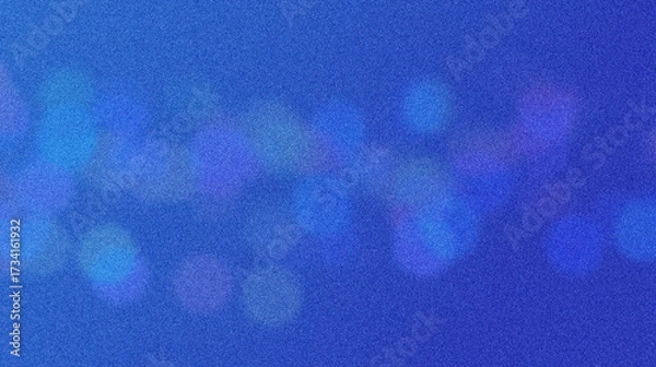 Fototapeta Abstract Blue Gradient Background with Bokeh Lights and Fine Grain Texture, Copy Space